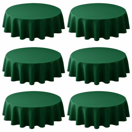 Biscaynebay 6 Pack 60" Hunter Green Textured Round Tablecloths Water Resistant