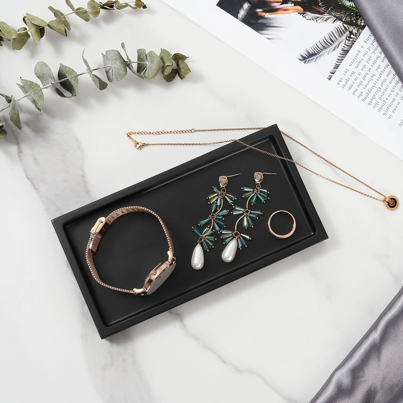 Luxspire Bathroom Vanity Tray Resin Organizer 8x4in Matte Black Mini