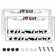 AUCCMORLY Stainless Steel Cat License Plate Frame Car Accessories 2 Pcs Set
