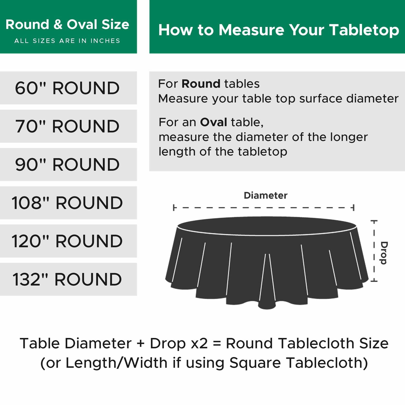 Biscaynebay 6 Pack 60" Hunter Green Textured Round Tablecloths Water Resistant
