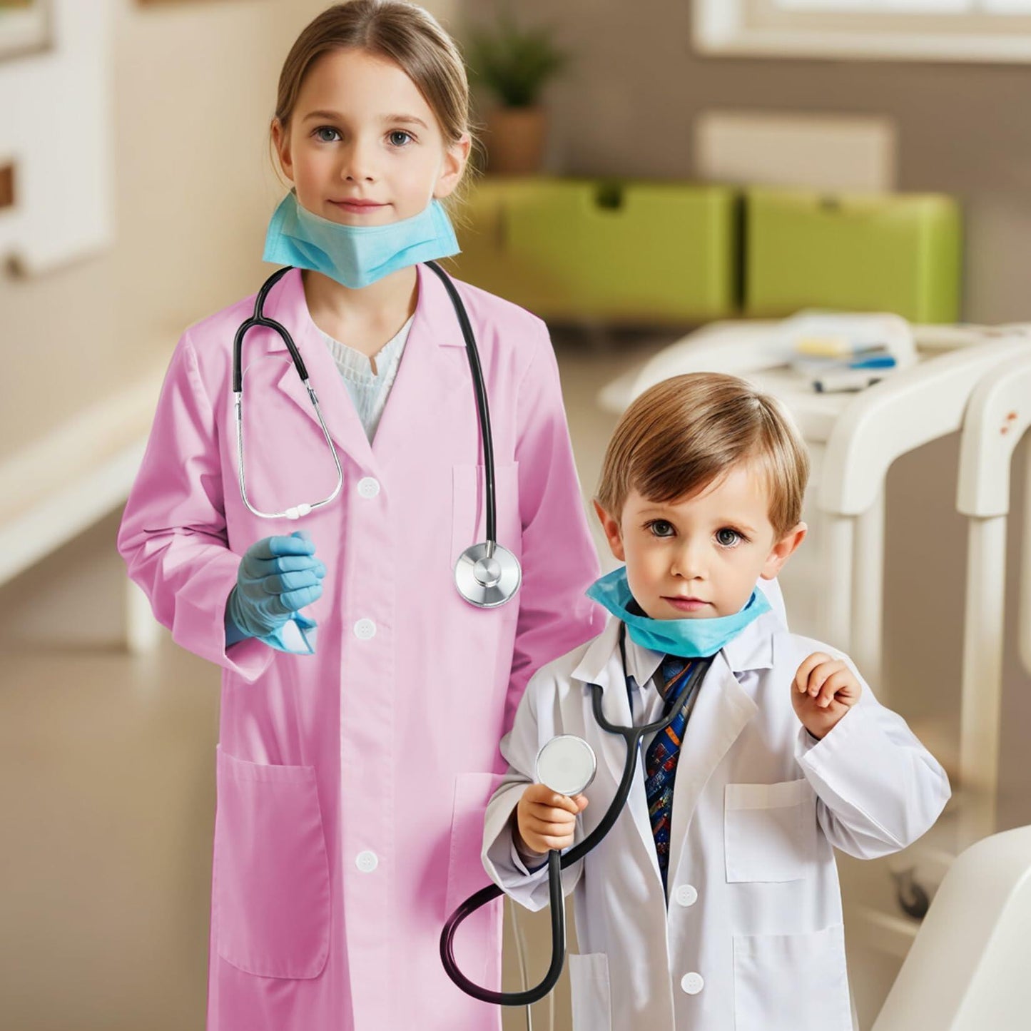 COTATERO Kids Doctor Lab Coat Scientist Costume Pink Accessories Size L