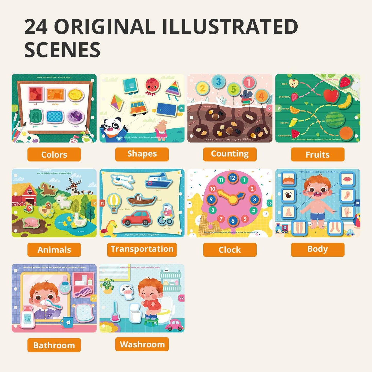Almond Island Preschool Busy Book Montessori Learning Activity Sticker Book
