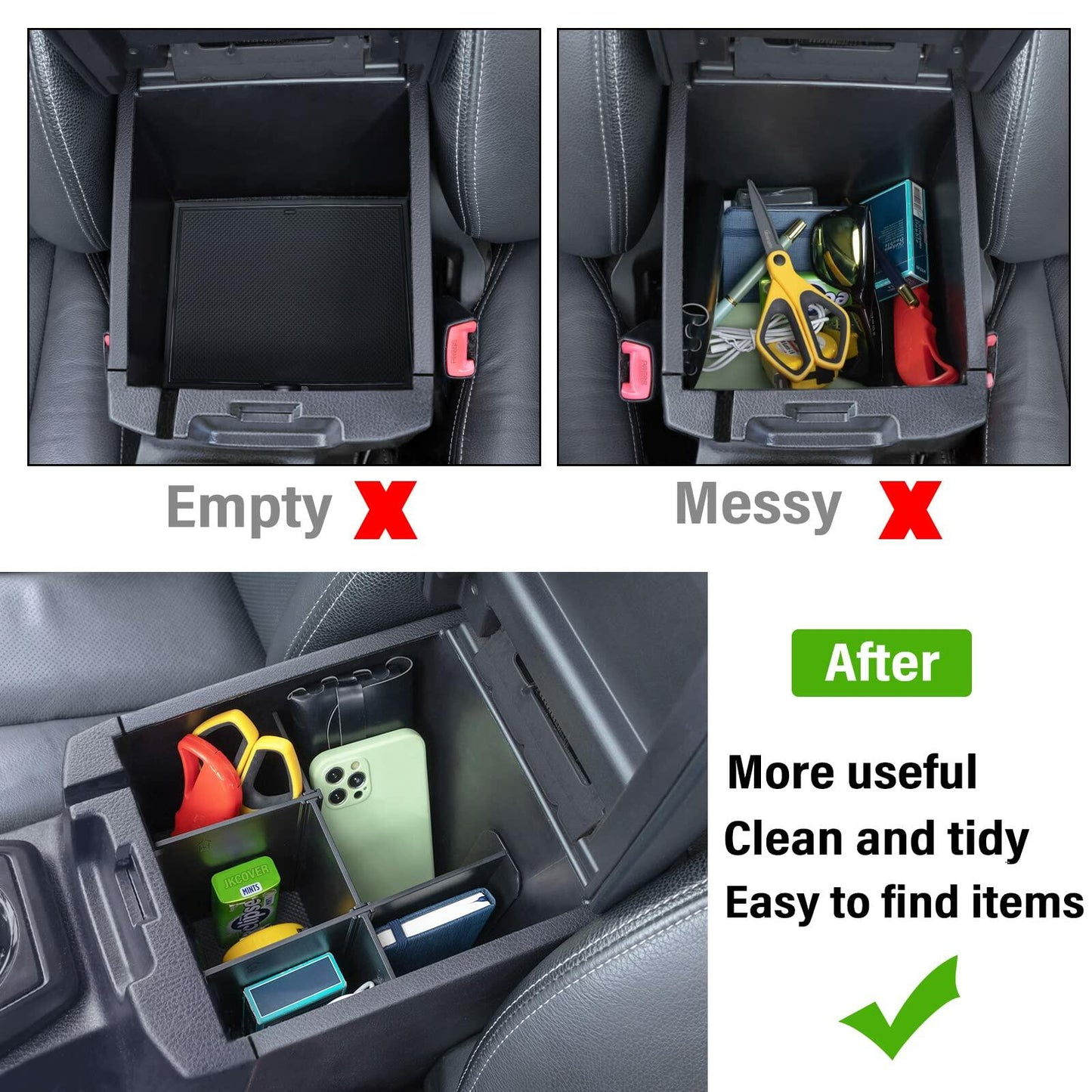 [Like New] JKCOVER Center Console Divider Organizer for Toyota Tacoma 2016-2023 ABS