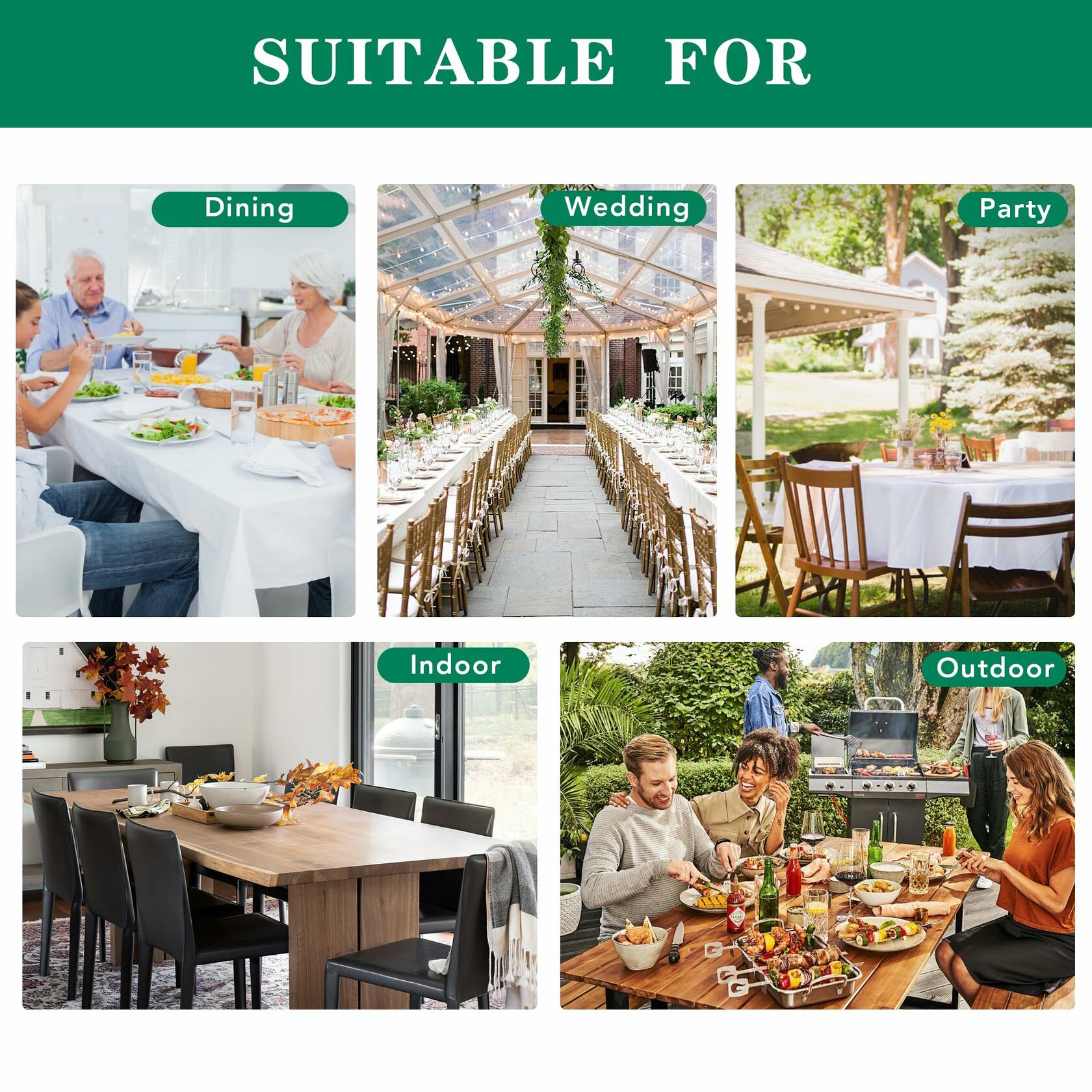 Biscaynebay 6 Pack 60" Hunter Green Textured Round Tablecloths Water Resistant
