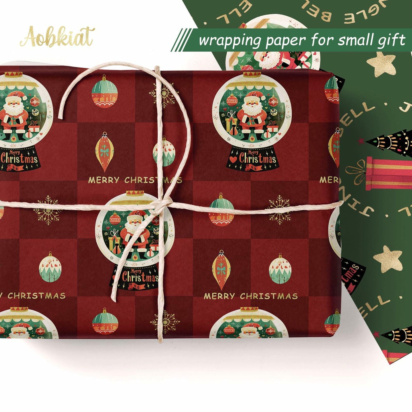 Aobkiat Christmas Wrapping Tissue Paper 24 Sheets 20x15in Red Green