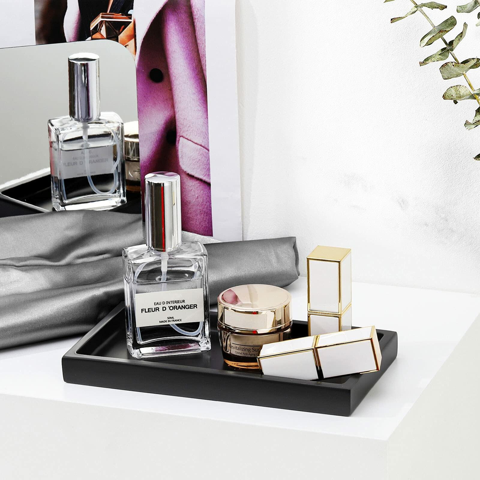 Luxspire Bathroom Vanity Tray Resin Organizer 8x4in Matte Black Mini