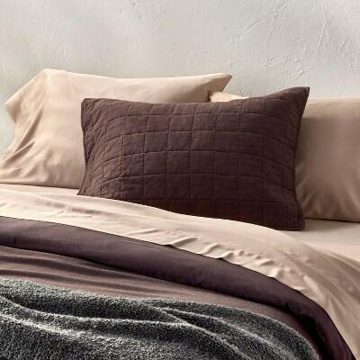 Casaluna King Heavyweight Linen Blend Quilt Sham Dark Fig