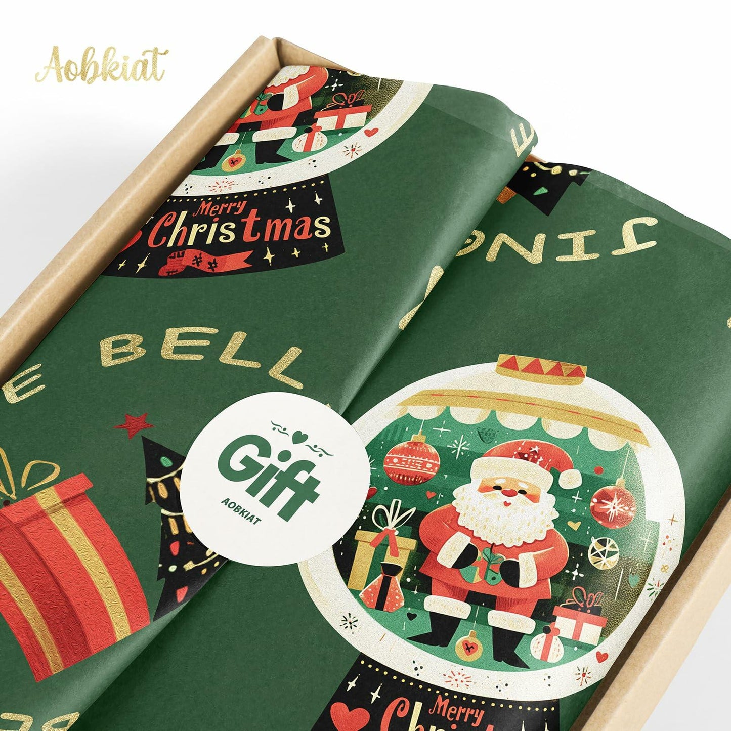 Aobkiat Christmas Wrapping Tissue Paper 24 Sheets 20x15in Red Green