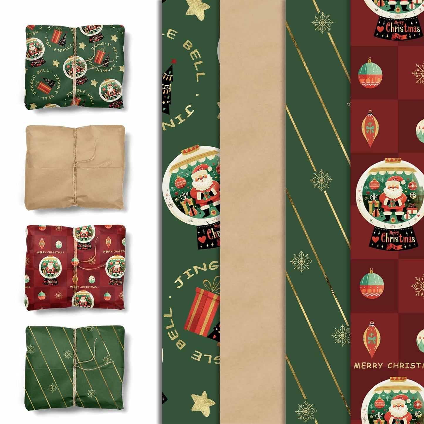 Aobkiat Christmas Wrapping Tissue Paper 24 Sheets 20x15in Red Green