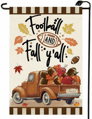 Fall Football Garden Flag Double Sided 12x18 Inch Outdoor Autumn Seasonal