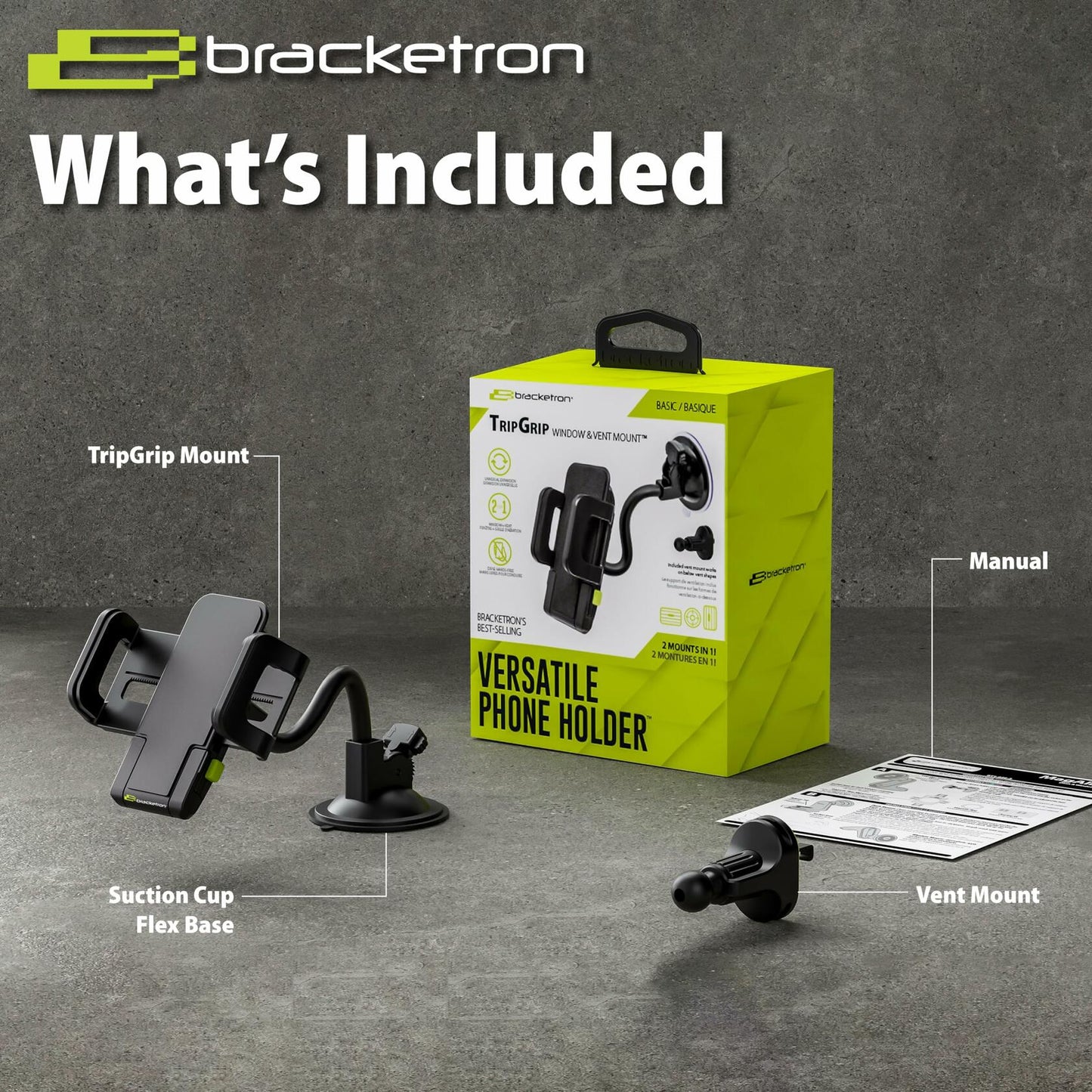 [Like_new] Bracketron TripGrip Window & Vent Mount GPS Car Holder with Vent Clip Black