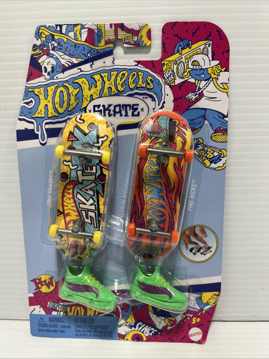 Mattel Hot Wheels Tony Hawk Fingerboard Skateboards Shoes 2-Pack 80's Style
