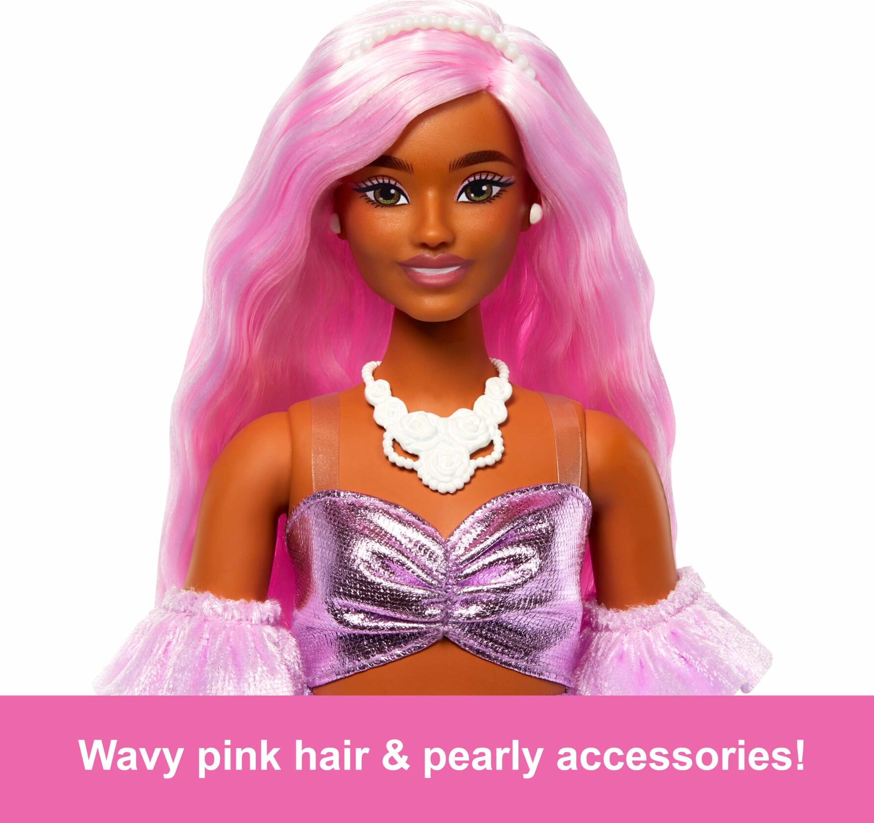 Barbie Deluxe Style Doll #1 Barbiecore Outfit Pink Hair Glossy Pink Dress