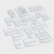 Brightroom 25pc Flatware Drawer Organizer Clear PETG In-Drawer Storage