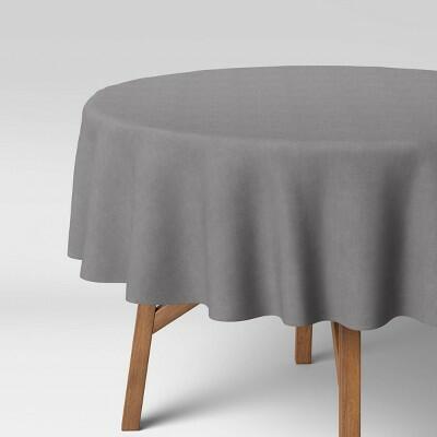 Threshold 70" Round Solid Tablecloth Gray Cotton Recycled Polyester