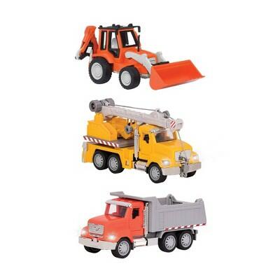 DRIVEN by Battat Toy Construction Micro Fleet 3pk Small Toy Trucks Set