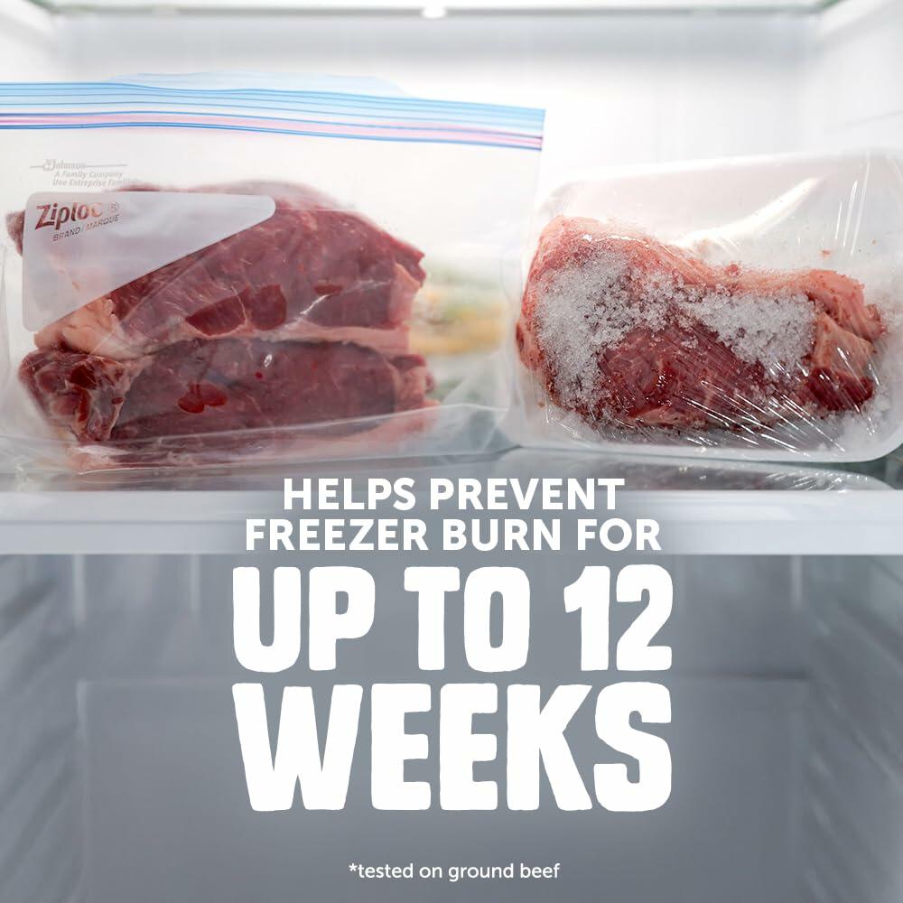Ziploc Half Gallon Freezer Bags Grip 'n Seal Technology 40 Count
