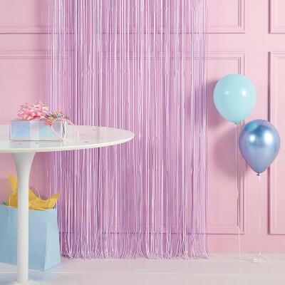 Spritz™ Rainbow Confetti Fringe Backdrop Lavender 3' x 8' Party Decor