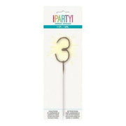 Unique Industries Number 3 Sparkler Flame Cake Candle 7" Gold Wax