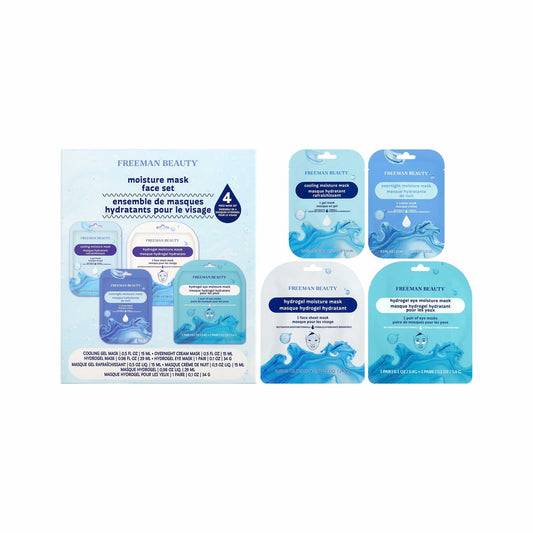 Freeman 4 Piece Moisture Mask Set Hydrating Face & Under Eye Hydrogel Vegan