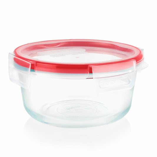 Pyrex Freshlock 4 Cup Glass Food Storage Container Clear Red Lid