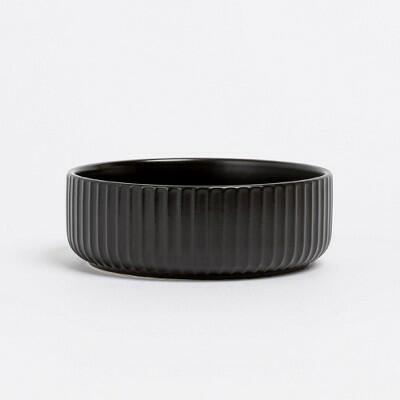 [Like_new] over&back Stoneware Ribbed Cereal Bowl 27.5 fl oz Black