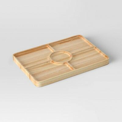 Threshold Rubberwood Sectioned Serving Board Charcuterie Platter Brown 15in