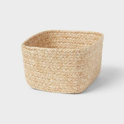 Brightroom Natural Woven Basket Rectangle Paper Almond 4x8x6