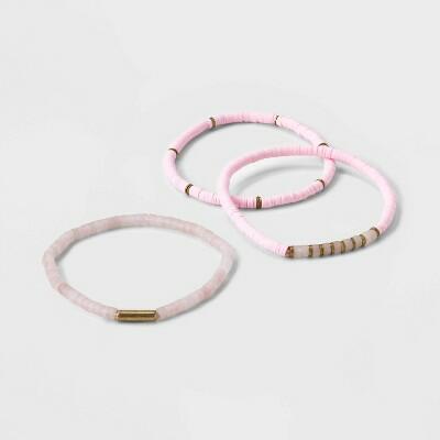 Universal Thread™ Rose Quartz Heishi Multi-Strand Bracelet Set 3pc Pink