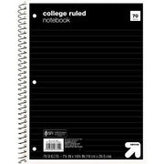 up&up Spiral Notebook 1 Subject College Ruled 70 Pages 7.5x10.5 Black