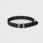 Wild Fable Women's Double Laser Cut Adjustable Western Grommet Belt Black XS