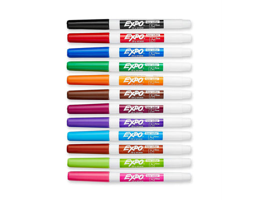 Sanford Dry-Erase Markers Fine Point Nontoxic 12 Count Assorted Colors