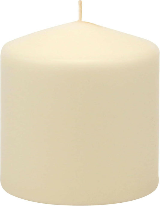6 Pack Ivory Wax Pillar Candles 3x3 Inch 18 Hour Unscented Traditional Wedding