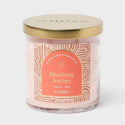 Threshold 2-Wick Lidded Glass Jar Candle Blushing Amber 15.1oz