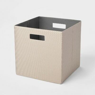 Brightroom 13x13 Fabric Bin Light Taupe Cube Storage Organizer
