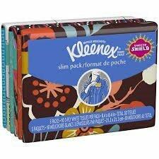 [Like New] Kleenex Slim Pack Facial Tissue 3PK White Pocket Size Travel Tissues