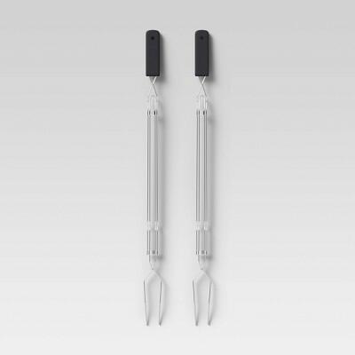 Room Essentials Stainless Steel Extension Forks 2pk Black Polypropylene Handle