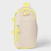 Sun Squad Soft Sided Cooler 6 Cans 4.5qt Beige Yellow Recycled Polyester