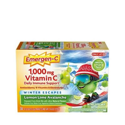 [Like_new] BestBy 7/2026 Emergen-C Winter Escapes Avalanche Vitamin Powder-Lemon Lime-30ct