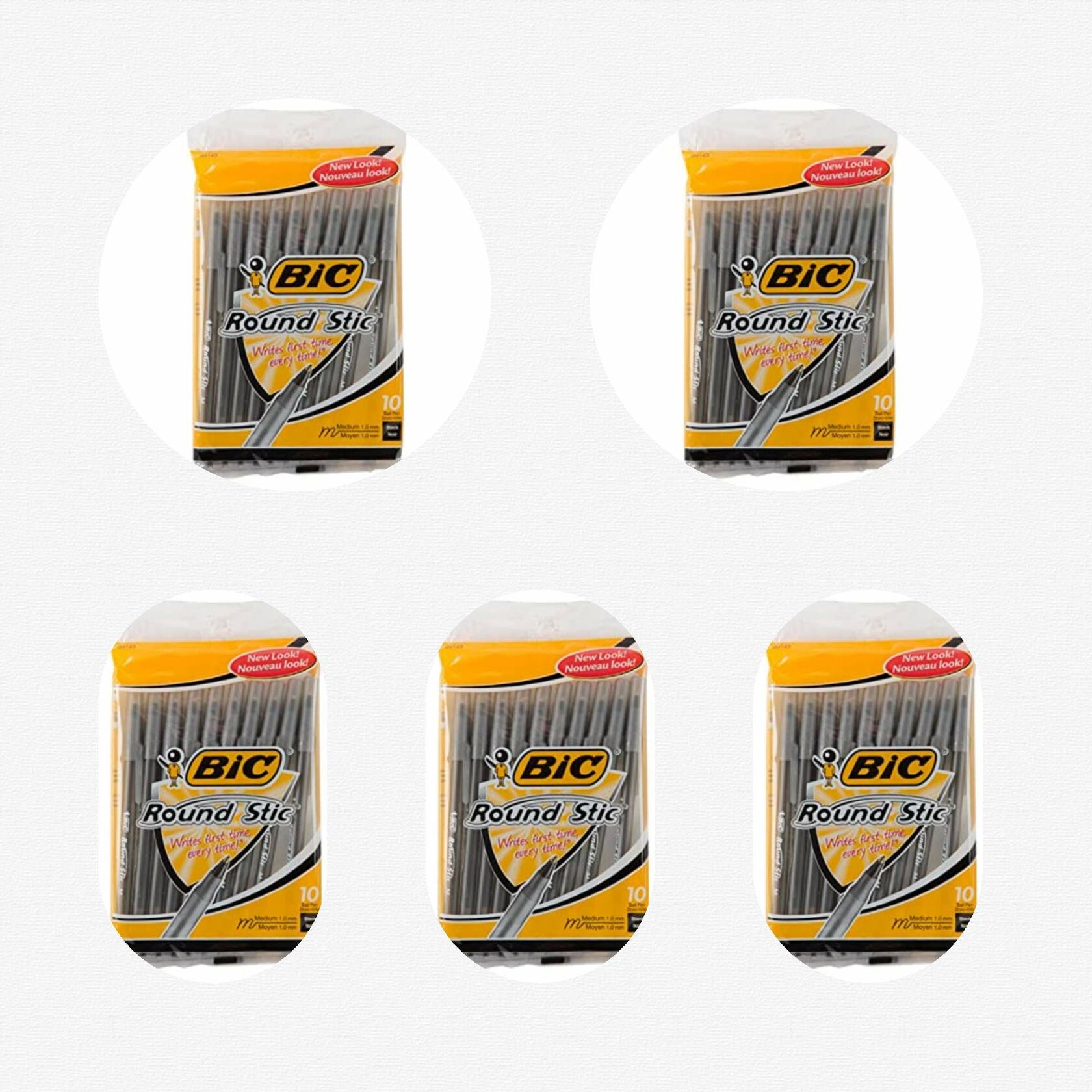 BIC Round Stic Xtra Life Ballpoint Pen 1.0mm Black 10 Count