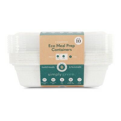 Simply Green Meal Prep Container Set 10 Ct 39oz 2-Section BPA-Free Eco