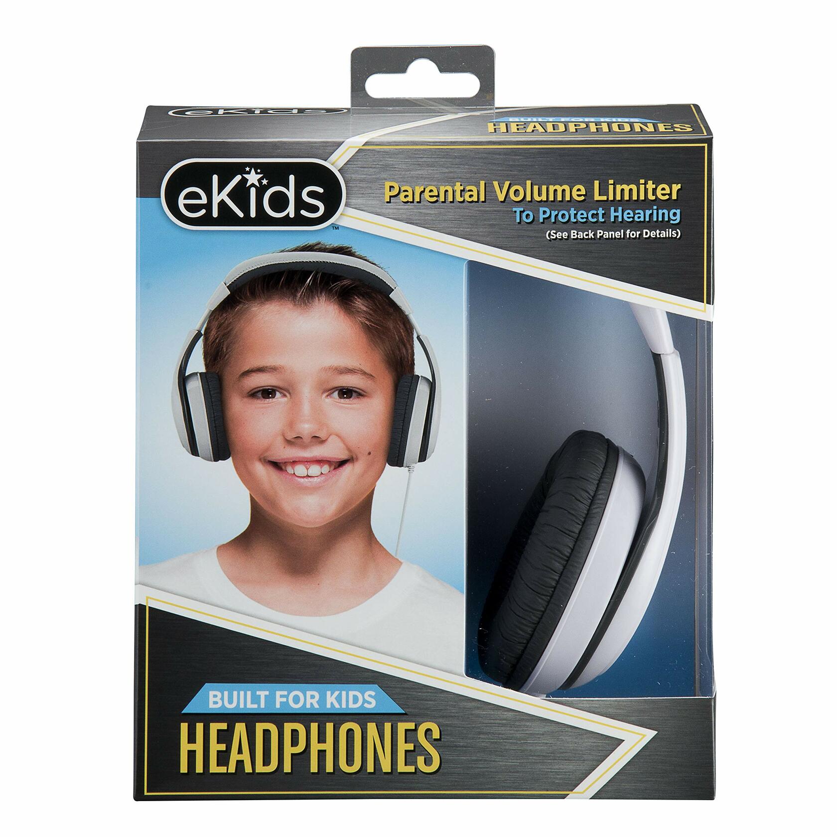eKids Kids Wired Headphones Stereo Sound Volume Control White Over Ear