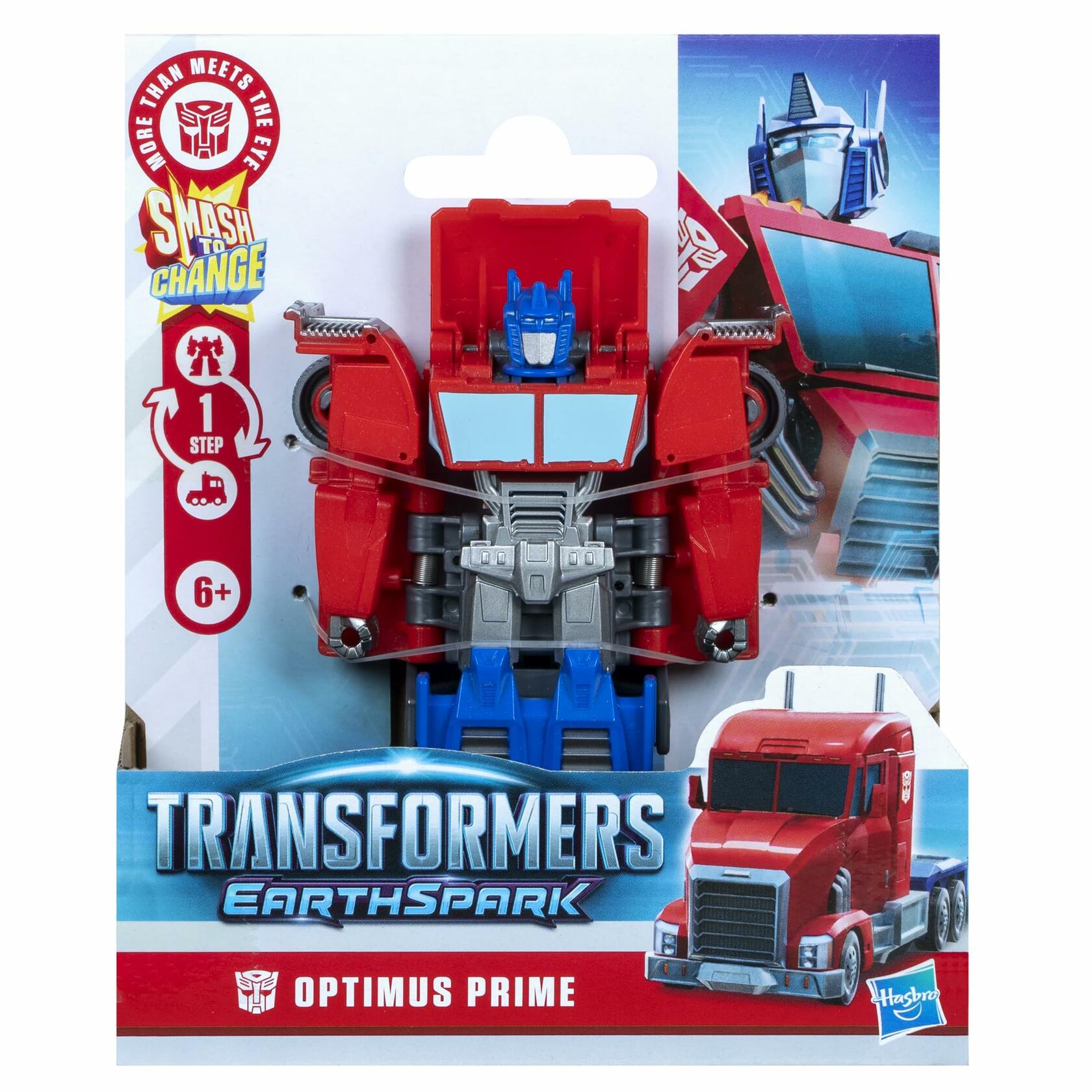 Transformers EarthSpark 1-Step Smash Changers Optimus Prime 4-Inch Action Figure