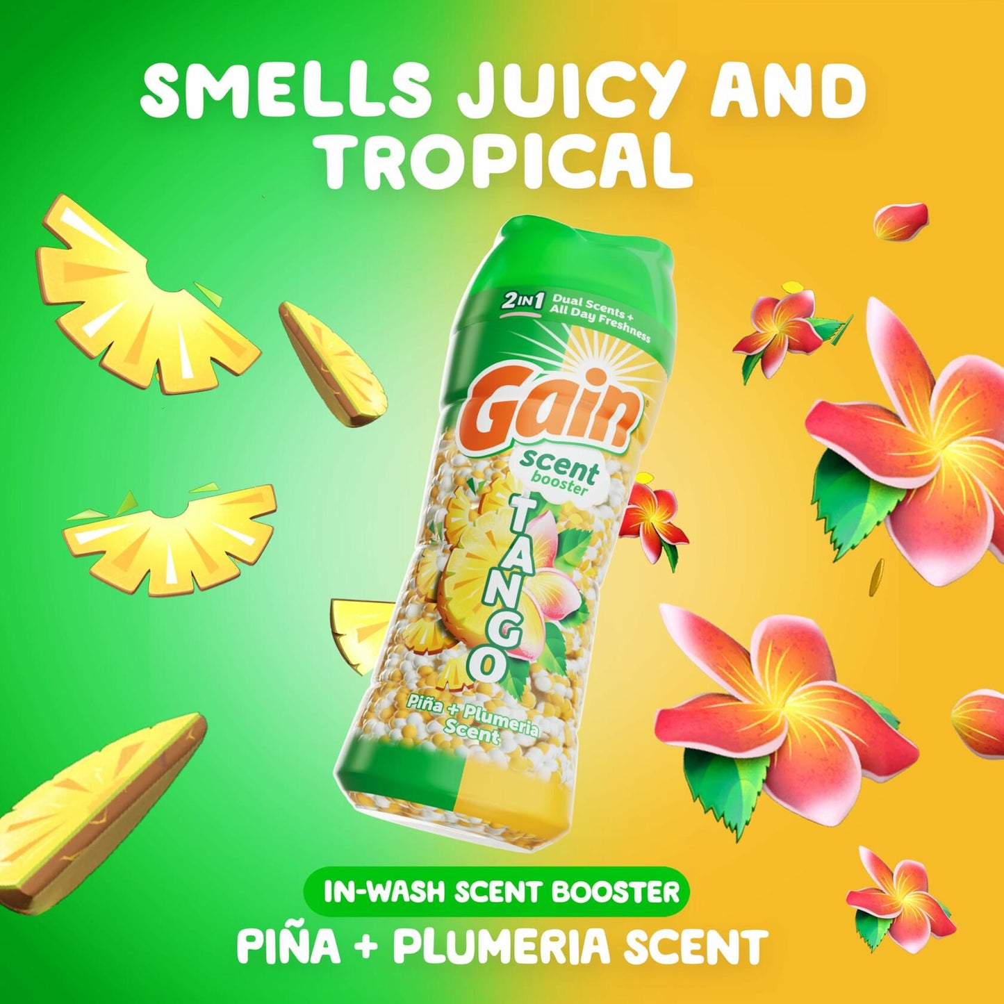 [Like_new] Gain Tango 2-in-1 Laundry Scent Booster Beads Piña Plumeria Scent 21.1oz