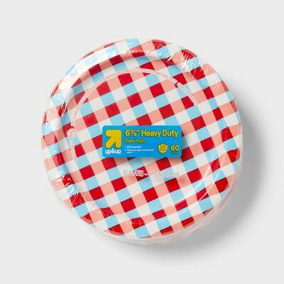 Up&up Disposable 7" Plate Red Blue Checkered 60ct