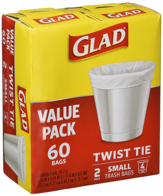 GLAD Small Trash Bags 4 Gallon 60 Count Garbage/Trash Liners