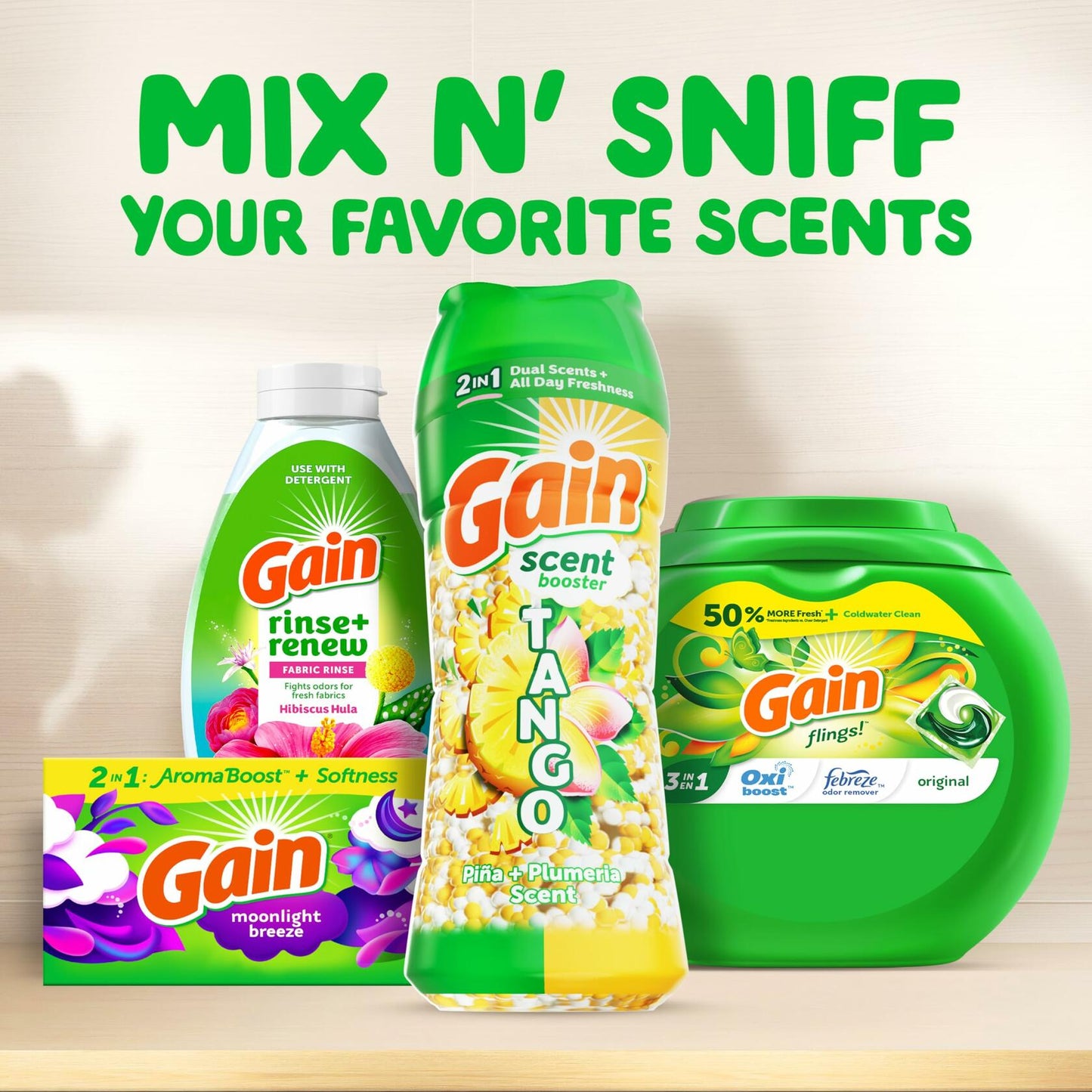 [Like_new] Gain Tango 2-in-1 Laundry Scent Booster Beads Piña Plumeria Scent 21.1oz