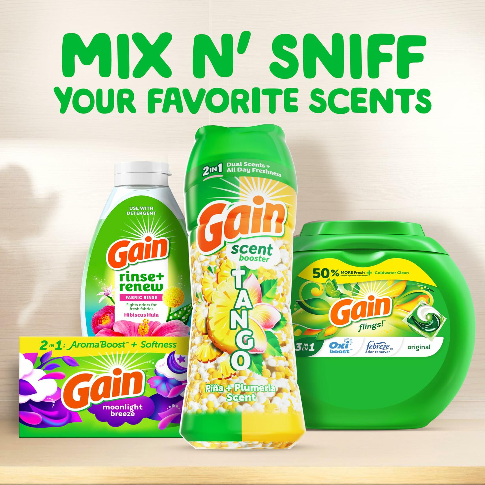 [Like New] Gain Tango 2-in-1 Laundry Scent Booster Beads Piña Plumeria Scent 21.1oz