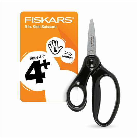 Fiskars 5" Left Handed Kids Scissors Pointed Tip Ages 4-7 School Craft