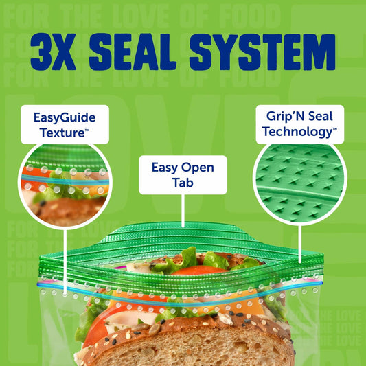 [Like New] Ziploc Sandwich & Snack Bags 105 Count EasyGuide Grip n Seal Storage